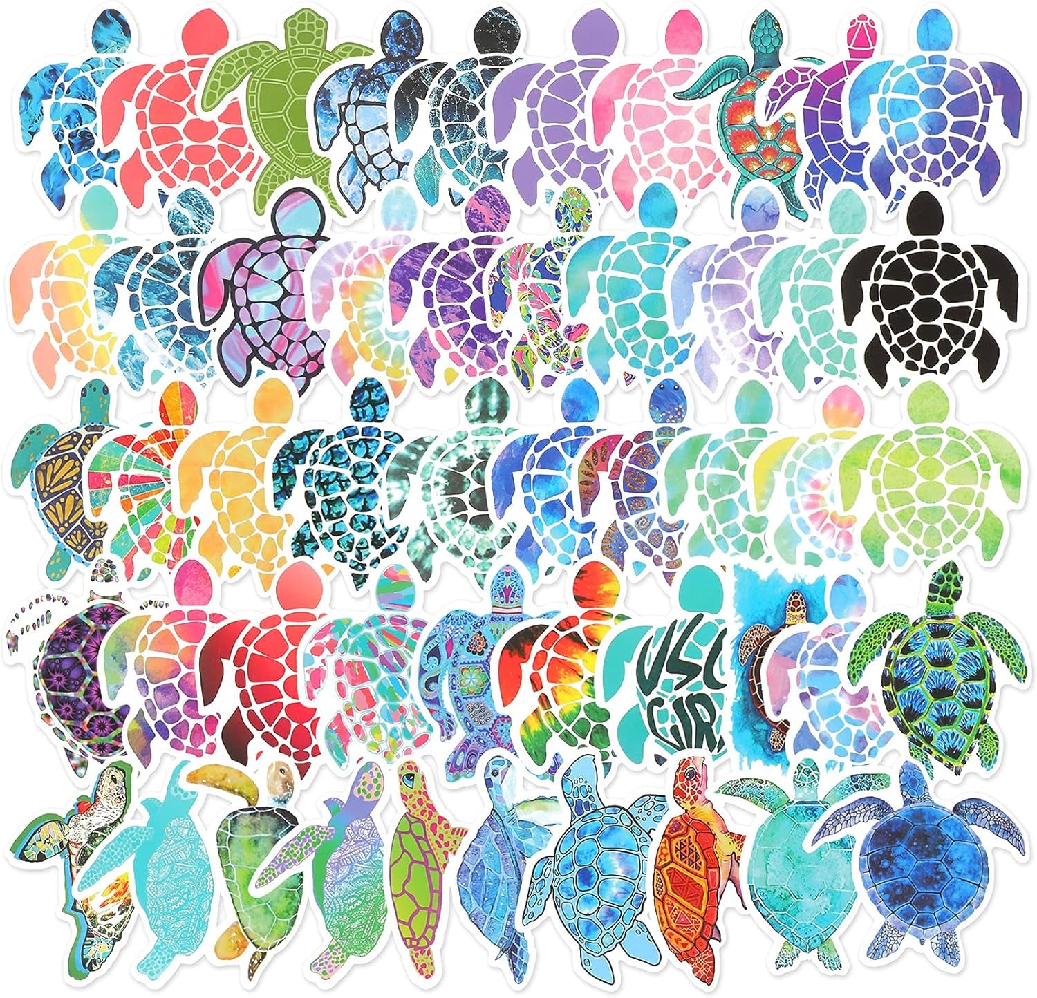 100 Pieces Summer Colorful Sea Turtle Stickers Sea Turtle Waterproof Vinyl Stickers Decal Ornament Sticker for DIY Laptop, Motorcycle, Bicycle, Luggage, Phone, Water Bottle, Skateboard