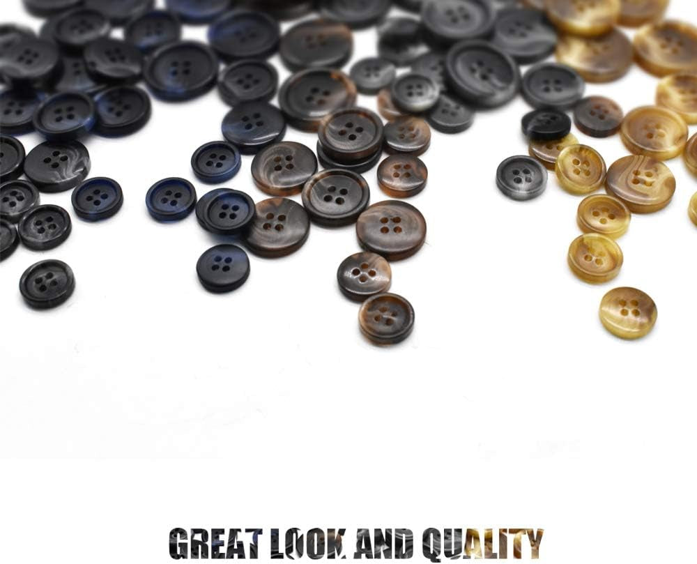 90Pcs Faux Buffalo Horn Suit Coats Buttons 5 Color 3 Size (15MM, 20MM, 25MM) for Jacket Sleeves and Pants Sport Coat Uniform by  (5 Color)
