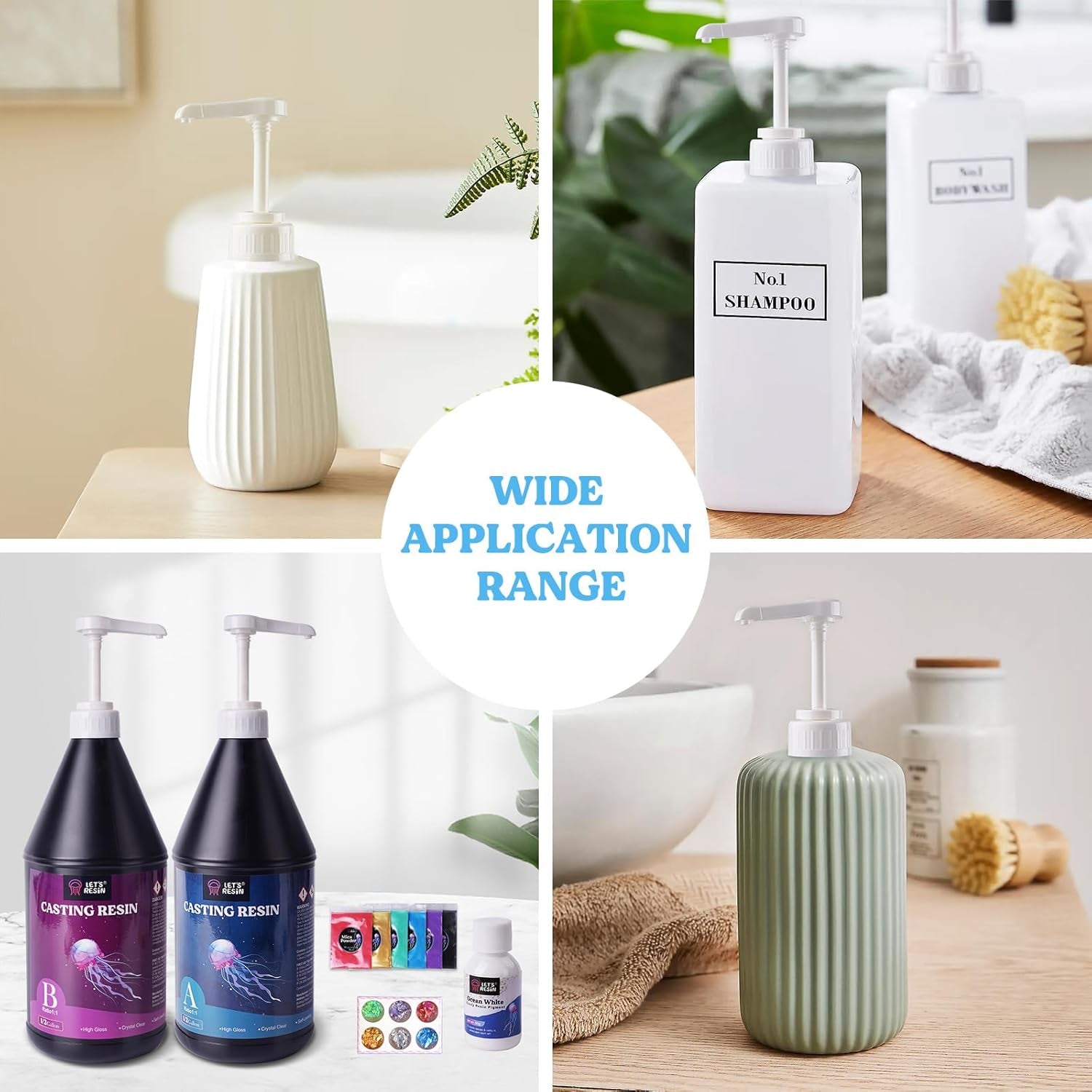 LET’S Resin Gallon Pump Dispenser, 10CC 2Pcs Heavy-Duty Leak Proof Resin Pump Dispenser,Bpa Free 38/401Resin Accessories for Dispensing Resin, Commercial and Household Use