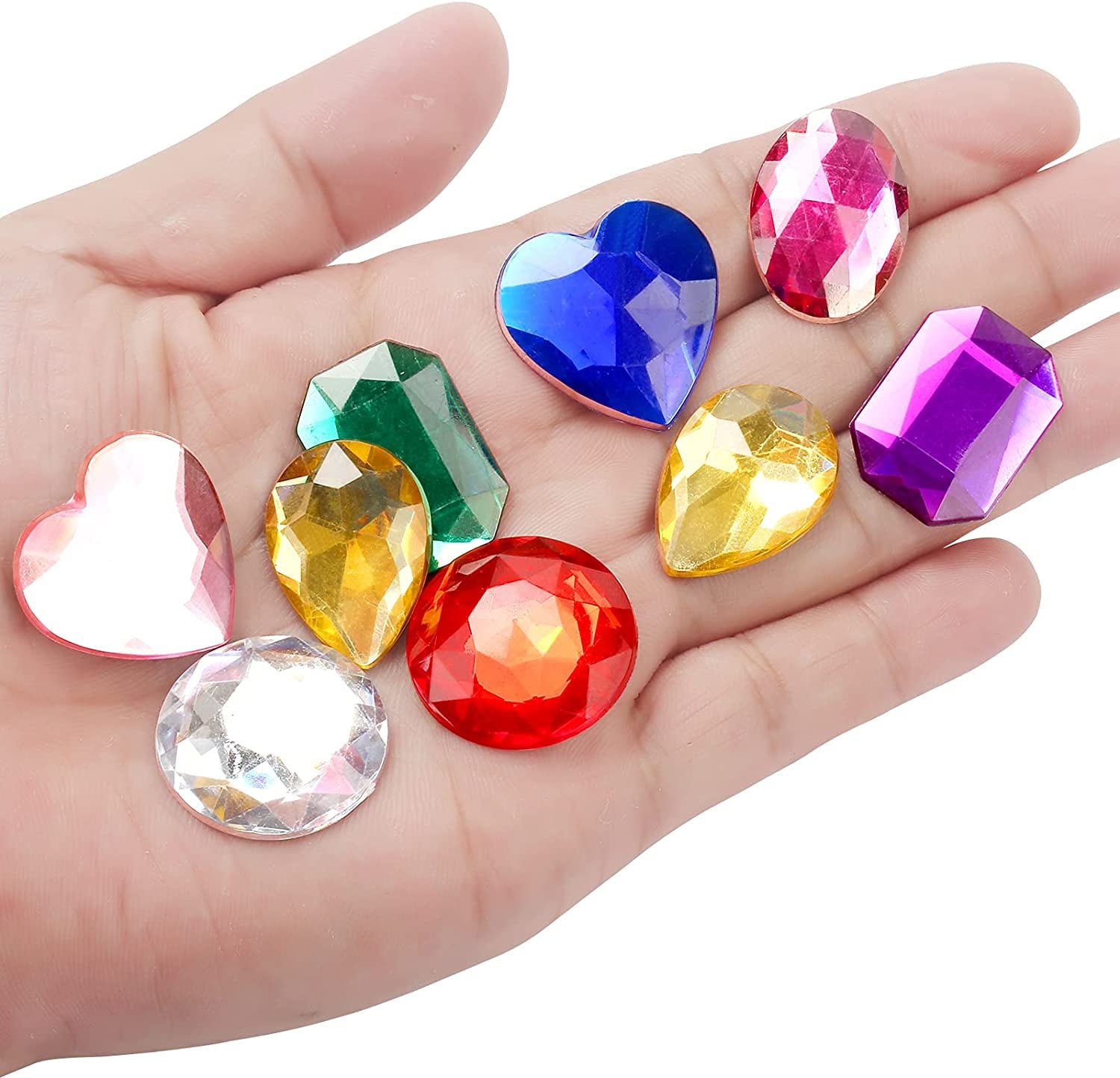 1" Jewels for Crafting Assorted Colorful Flat Back Heart Shaped Jewel Gems Acrylic Rhinestones for Crafts, Manualidades Accesorios Decoraciones Costume Making Cosplay Jewels for Embelishments 120 Pack