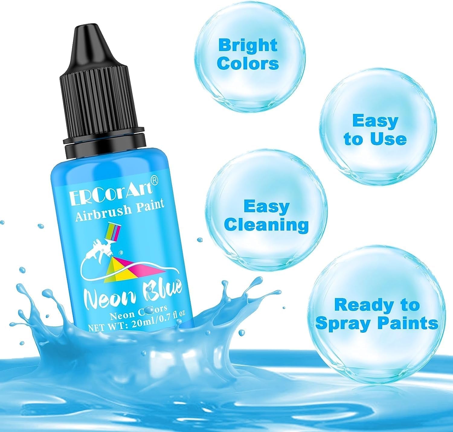 Airbrush Paint Set - 30 Colors Ready to Spray Airbrush Kit with 2 Cleaning Brush, Water Based Acrylic Air Brush Paint for Metal, Plastic Models, Artists - 0.7Fl Oz