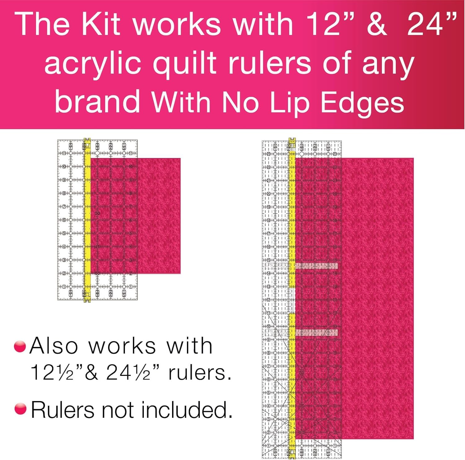 - Quilt Ruler Upgrade Kit - Mistake Proof &amp; Slip Proof Your 12&quot; &amp; 24” Quilt Rulers (Or 12½&quot; &amp; 24½&quot;) - Cut Faster and More Accurately - for Both Right &amp; Left-Handers