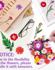 120 PCS Dried Flowers for Resin Molds, Natural Pressed Flowers Leaves Herbs Kit with Tweezers for DIY Art Crafts, Candle,Jewelry Making, Scrapbook Embellishment, Nail, Silicone Molds, Floral Decors