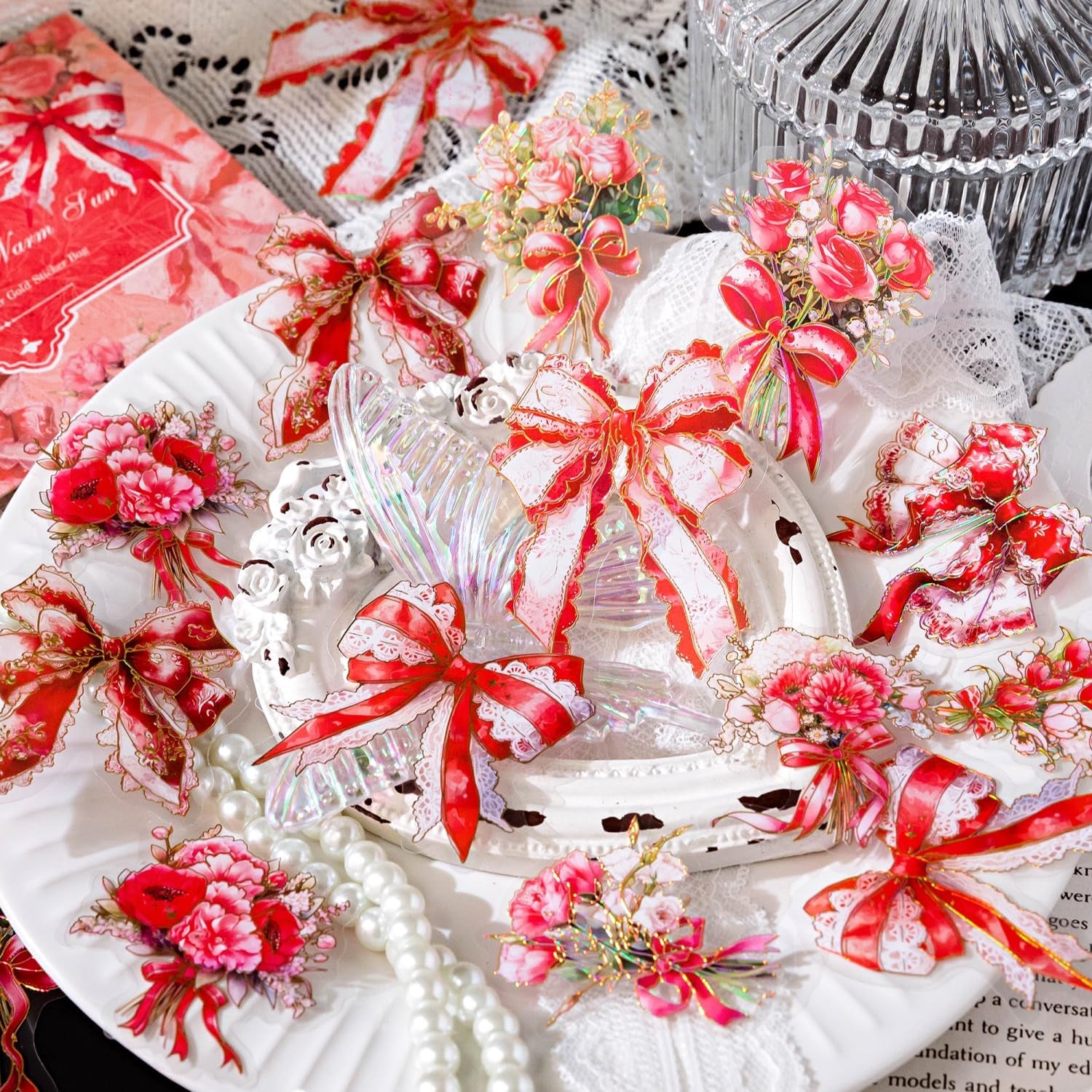 120Pcs Scrapbook Stickers Flower Bouquet Bow Scrapbooking Junk Journal Crafts Embelishment Decoration Diary Stickers (Menghuanzhiwu)