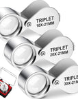 3 Pieces Jewelers Eye Loupe Set 10X, 20X and 30X Pocket Jewelry Loupe, Jewelers Eye Magnifying Glass Magnifier for Jewelry Coins Gems Stamps Watches Supplies (Silver)