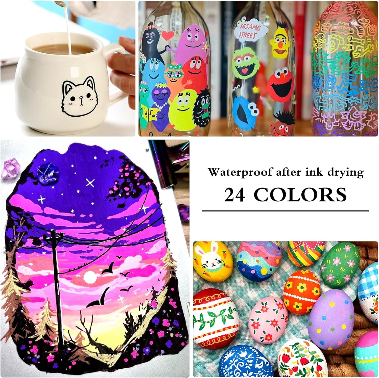 Dual Tip Acrylic Paint Pens, 26 Colors, Medium and Brush Tips, Ideal for Rock Painting, Ceramic, Wood, Plastic, Calligraphy, Scrapbooking, Card Making, DIY Crafts