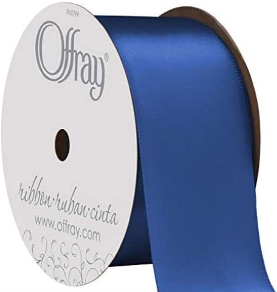 Offray 1.5" Wide Single Face Satin Ribbon, 4 Yds, 1-1/2 Inch X 12 Feet, Royal Blue