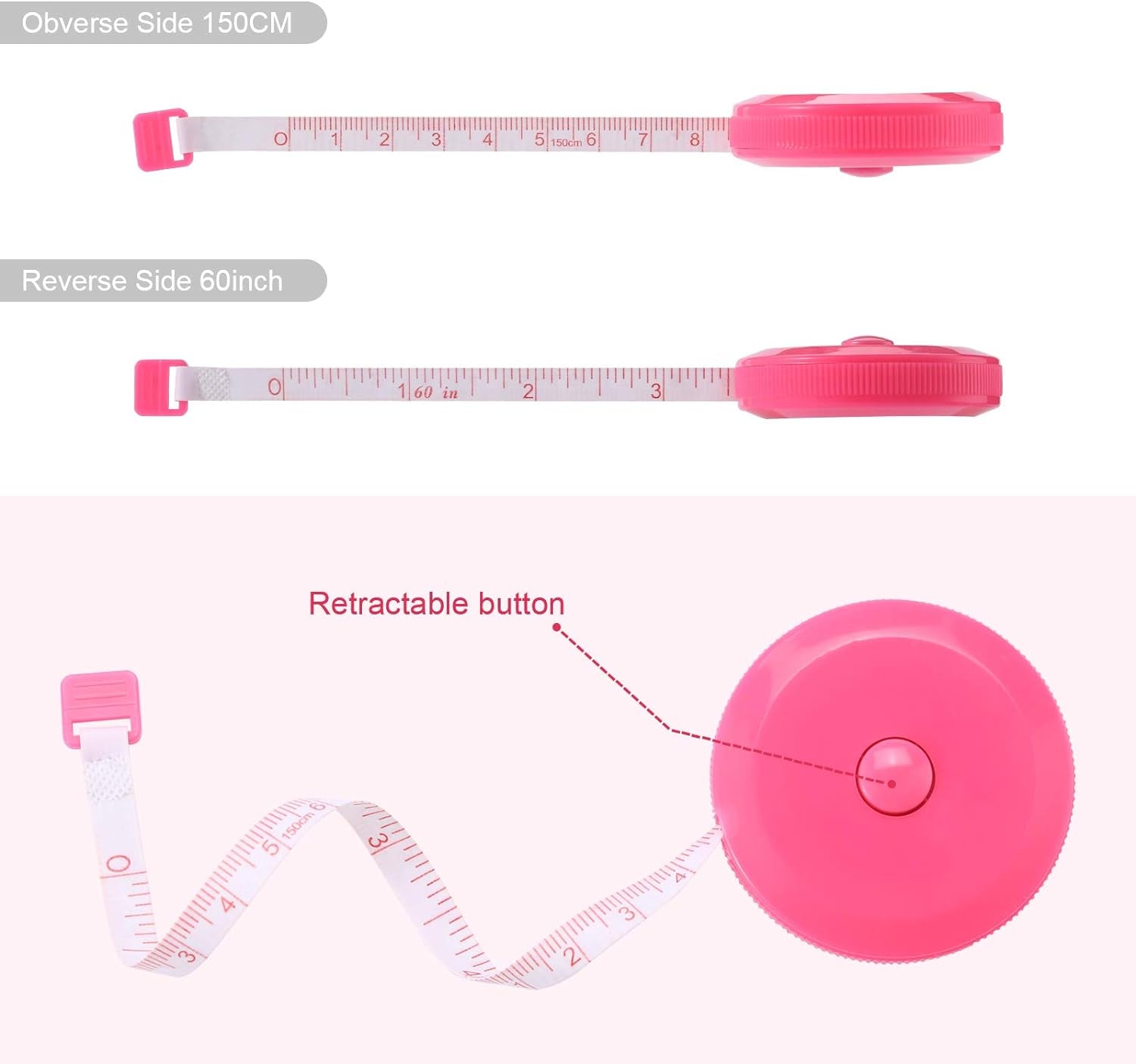 Tape Measure, 10 Pack Measuring Tape for Body 60 Inch, Retractable Fabric Small Tape Measure for Sewing Tailor Medical Craft Cloth