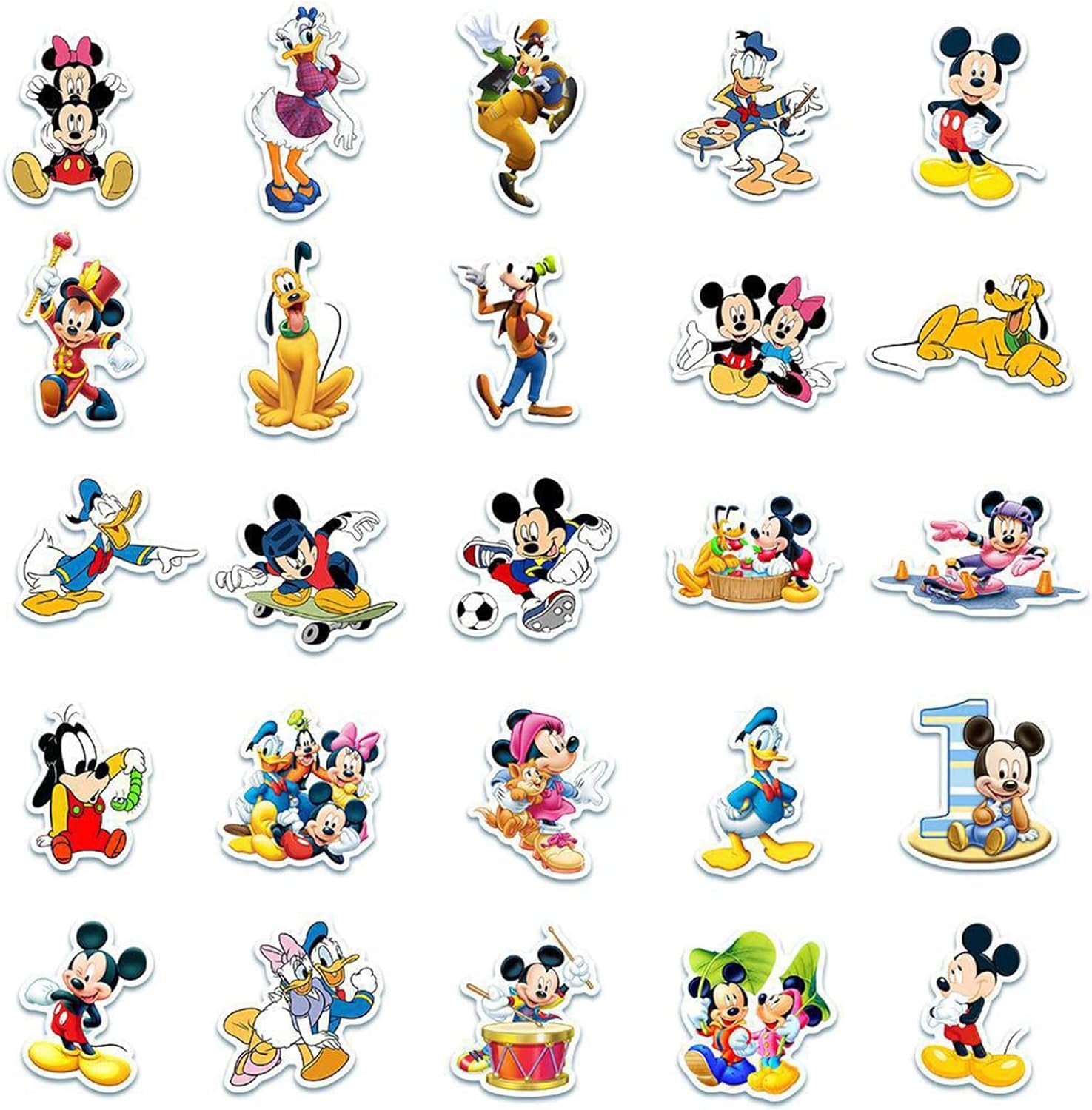 50Pcs Hot Disney Mickey Mouse Stickers for Water Bottle Cup Laptop Guitar Car Motorcycle Bike Skateboard Luggage Box Vinyl Waterproof Graffiti Patches JHSL