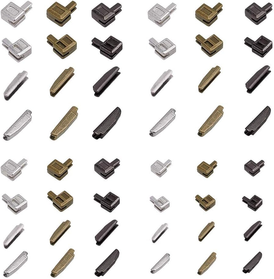 12 Sets Metal Zipper Latch Slider Retainer 3 Color #3#5#8#10 Insertion Pin Zipper Bottom Zipper Stopper for Metal Zipper Repair Zip Sewing Replacement DIY, 24Pcs