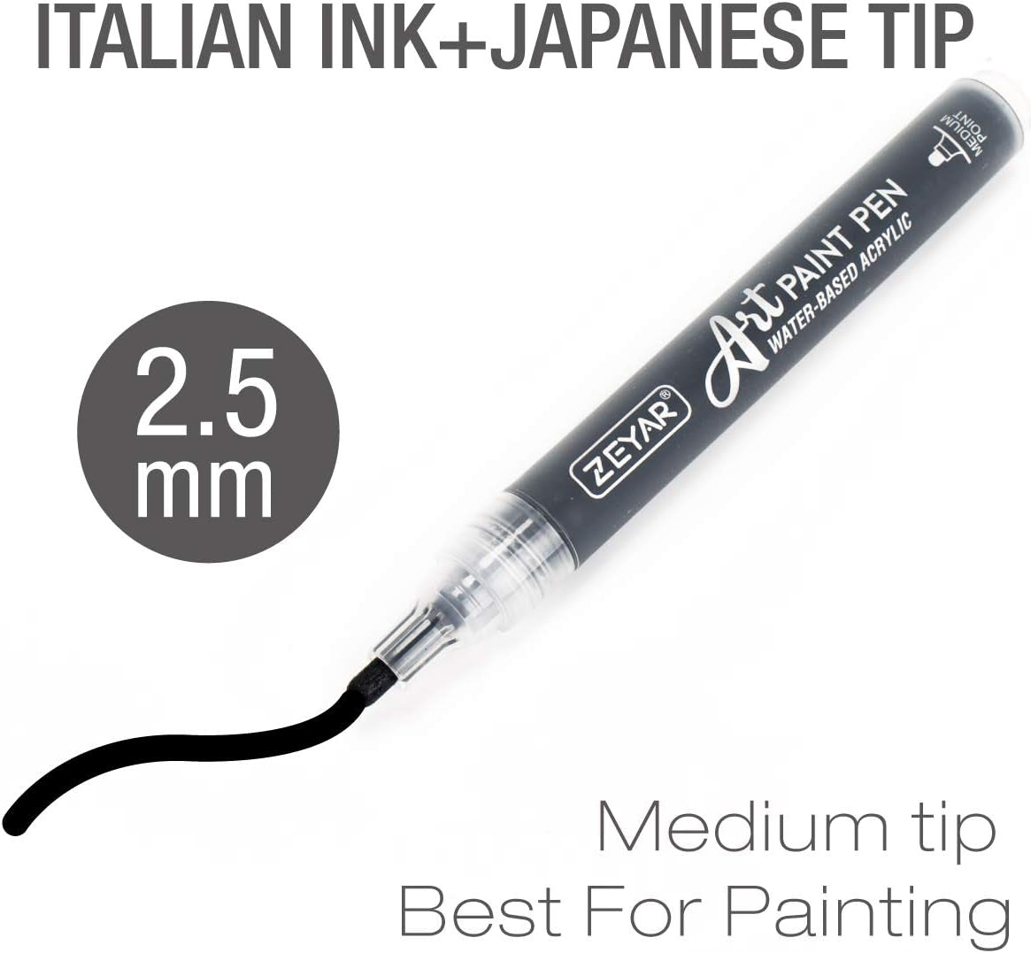 Acrylic Paint Pens for Rock Painting, 24 Colors, Water Based Medium Point, AP Certified, Assorted Colors,Odorless,Acid Free,Non-Toxic and Safe to Use
