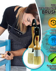 Chalked Paint and Wax Brush for Furniture - Premium Pack of 2, Natural Bristles, Compatible with All Types of Chalk Paints, Stencils & Furniture Wax - Superior Paint Pick-Up & Release, No Shedding