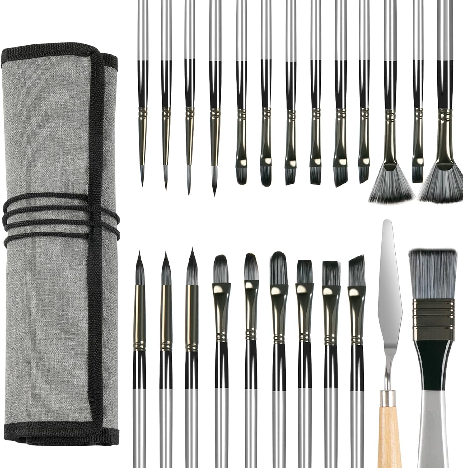 Acrylic Paint Brushes 25 PCS - Oil Paint Brushes for Acrylic/Oil/Watercolor - Paint Brushes for Acrylic Painting with Canvas Brush Case