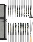 Acrylic Paint Brushes 25 PCS - Oil Paint Brushes for Acrylic/Oil/Watercolor - Paint Brushes for Acrylic Painting with Canvas Brush Case