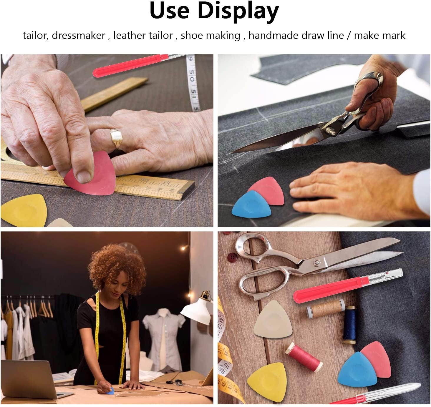 Tailors Chalk,Sewing Fabric Chalk and Fabric Markers for Quilting,10Pcs Tailor’S Chalk,4Pcs Heat Erasable Fabric Marking Pens with 4 Refills,3 PCS Sewing Fabric Pencils