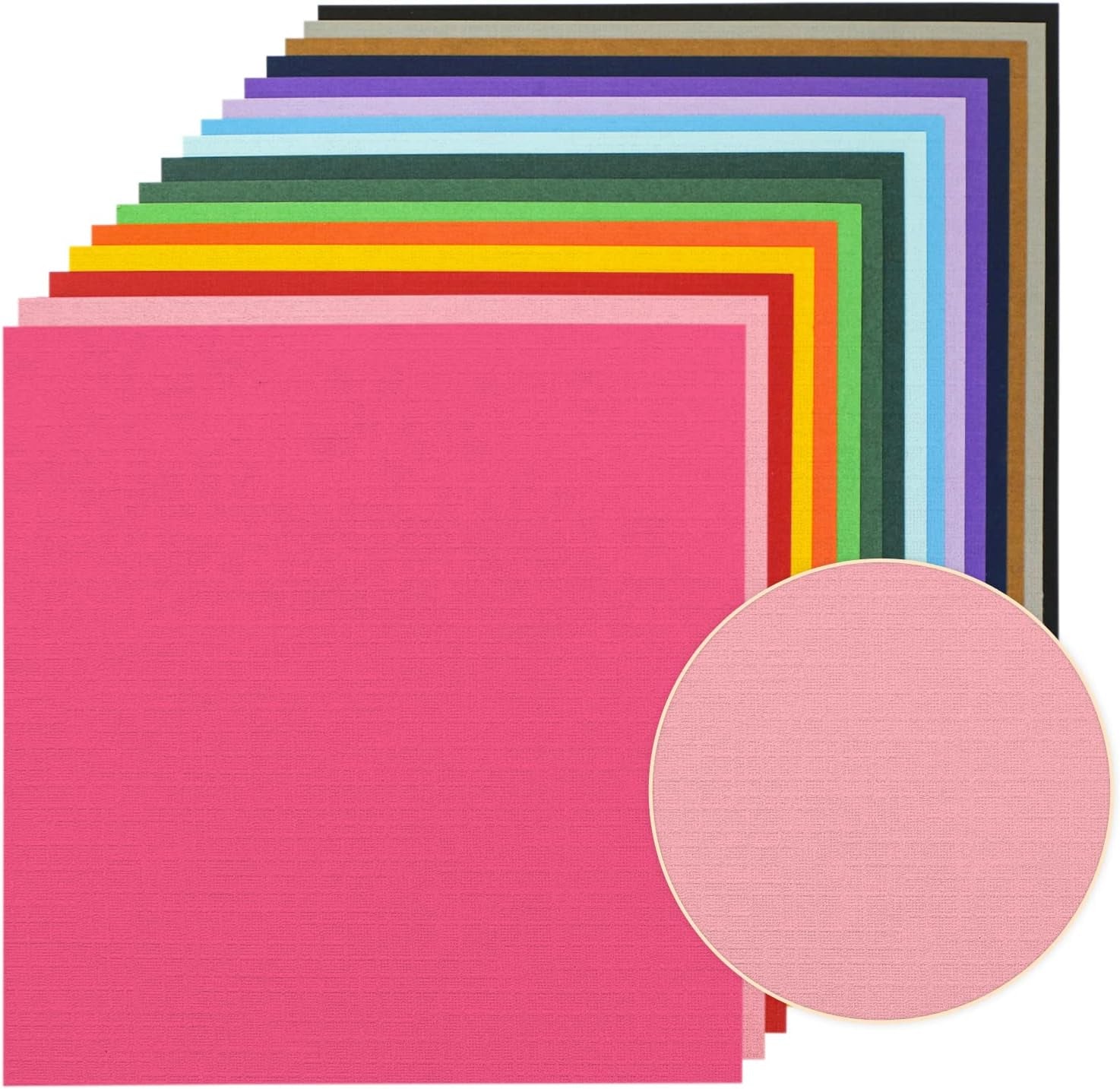 48 Sheets 12X12 Square Solid Core Colorful Cardstock Textured 80 Lb Multi Colored Card Stock Paper 16 Assorted Colors for Cricut Card Making