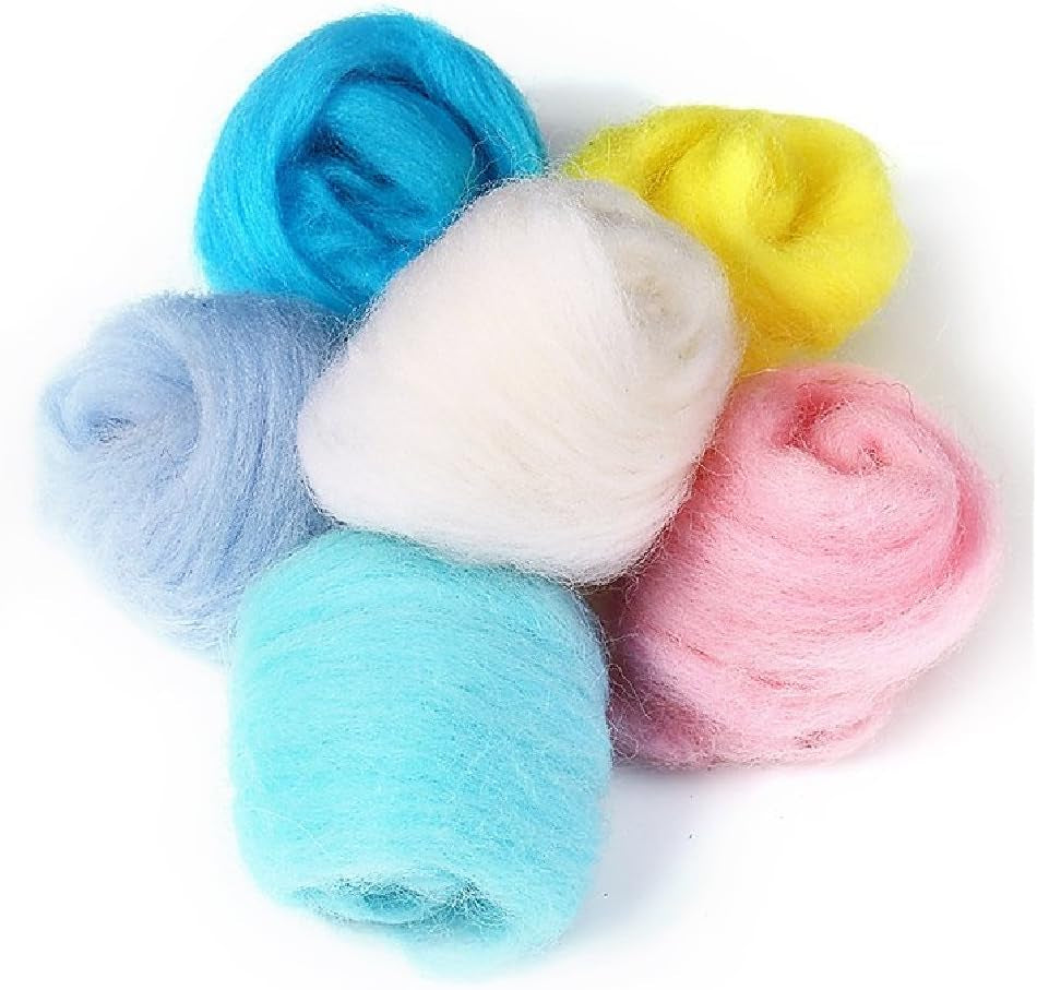 BAODLON 50 Colors Fibre Wool Yarn Roving for Needle Felting Hand Spinning DIY Craft Materials