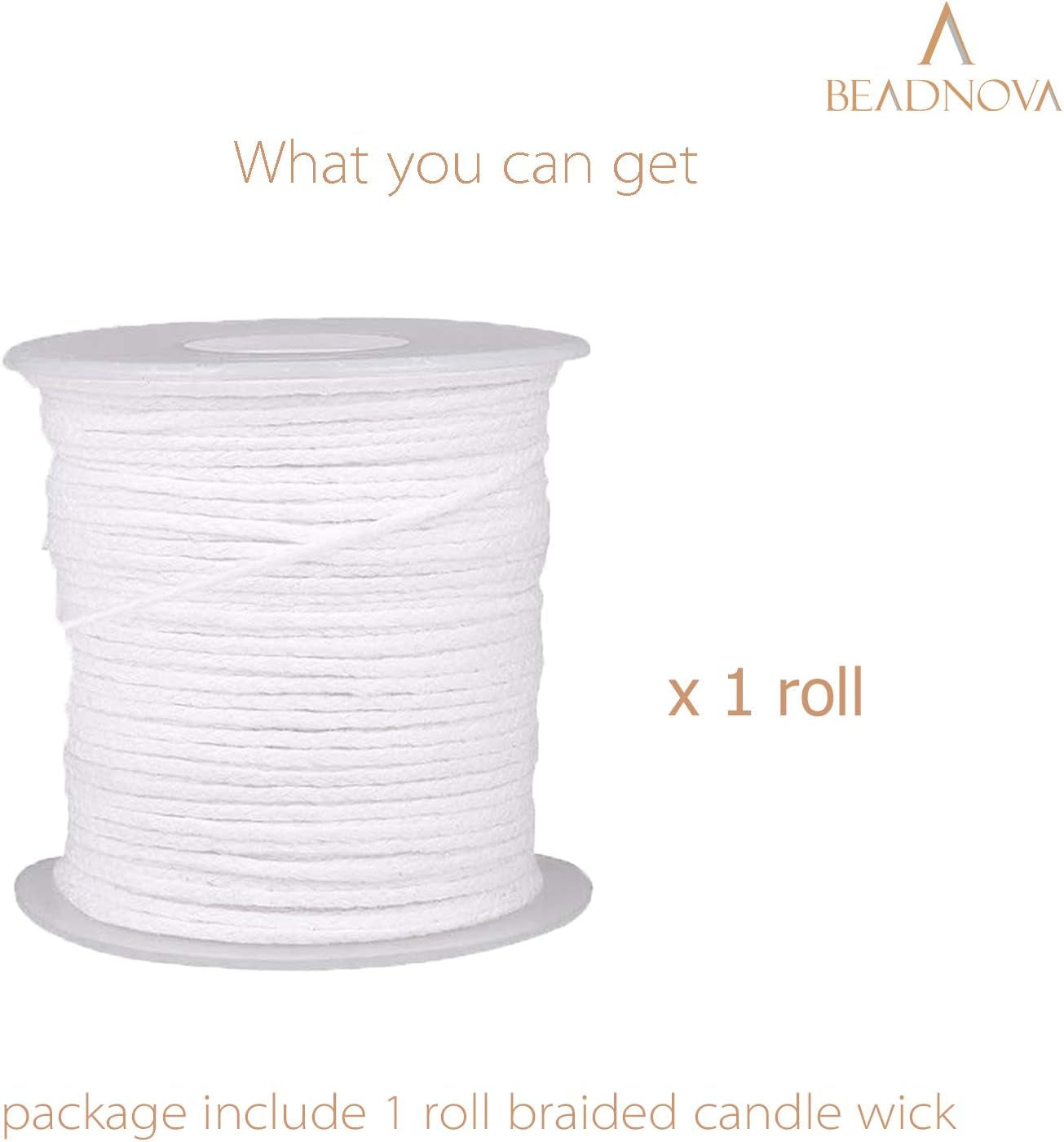 Braided Candle Wick Spool 200 Ft Cotton Candle Wick Roll Core Braided Wick for Candle Making and Candle DIY (61M/67Yard/200 Foot)
