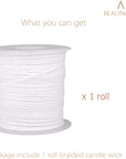 Braided Candle Wick Spool 200 Ft Cotton Candle Wick Roll Core Braided Wick for Candle Making and Candle DIY (61M/67Yard/200 Foot)