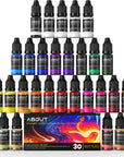 Alcohol Ink Set, 30 Bottles Vibrant Colors Concentrated Alcohol-Based Ink, Metal Dyes, for Resin Petri Dish Making, Epoxy Resin Art, Tumbler Cup Making,Painting, 10Ml /Each