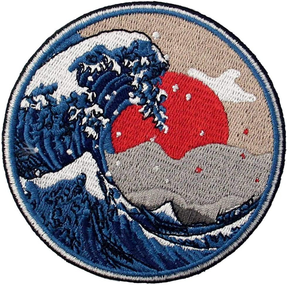 Great Wave off Kanagawa Patch Embroidered Applique Badge Iron on Sew on Emblem