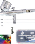 G233 Pro Set with 3 Nozzle Sets - Dual-Action Gravity Feed Airbrush with Cutaway Handle and How-To Guide