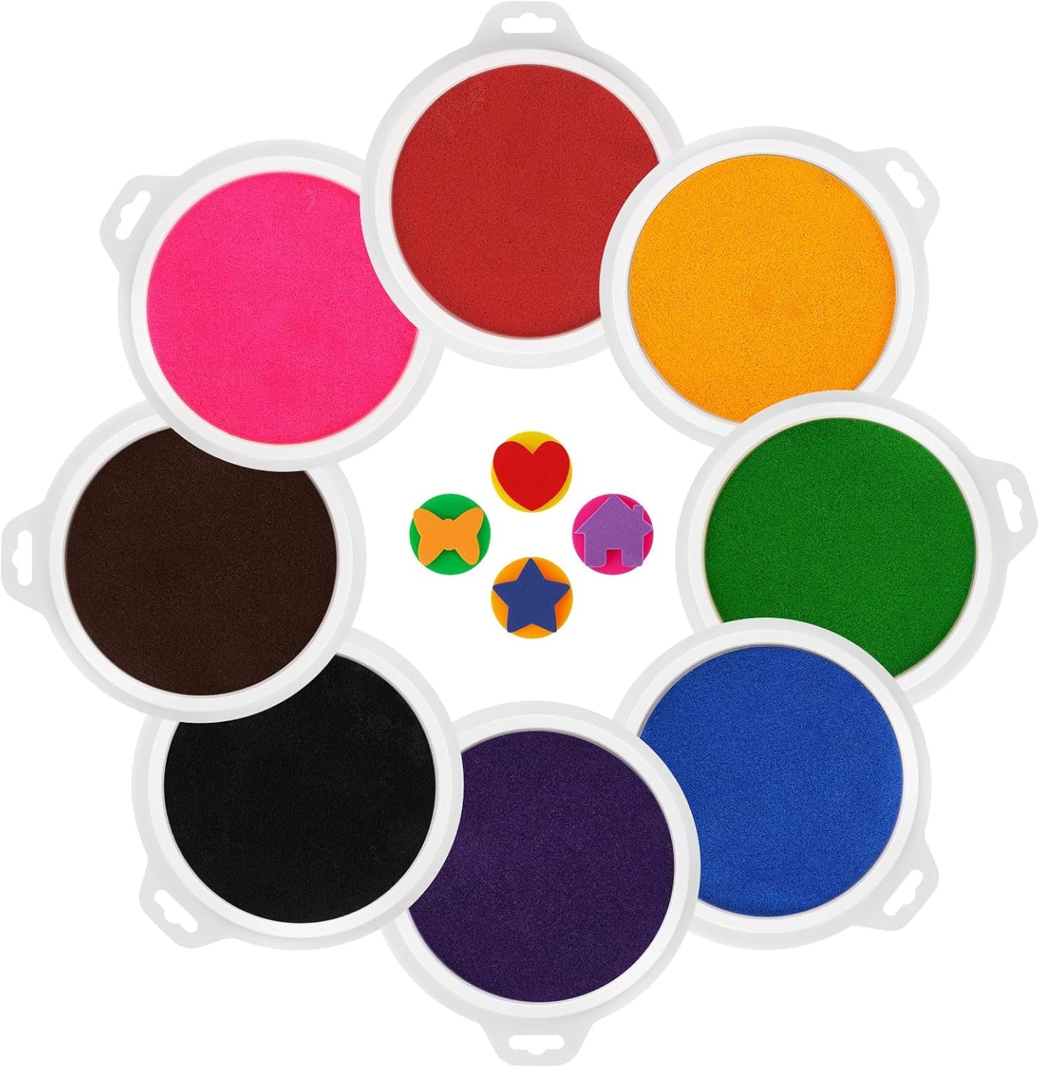 16 Pack Washable Ink Pads for Kids, 7" Large round Stamp Pads for Finger Painting Rubber Stamps