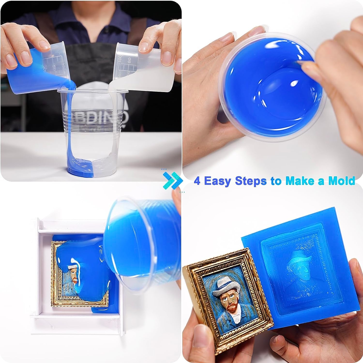 Silicone Mold Making Kit,Liquid Silicone for Mold Making 30A, Translucent High Strength Silicone Rubber Mold Making Kit,1A:1B Ideal for Casting Resin Molds/Jewelry Silicone Molds 4.4 Lbs