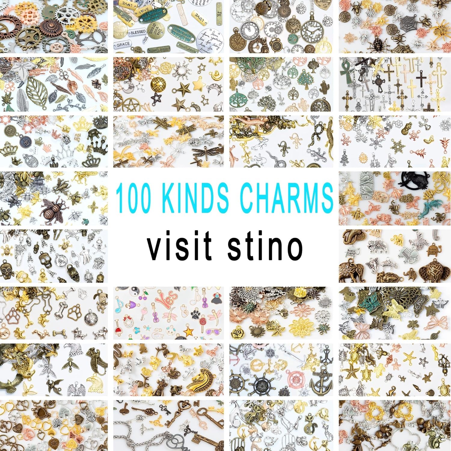 100 Gram Metal Charms for Jewelry Making, Silver & Gold, Bulk Pack for Bracelets, Necklaces, Crafts