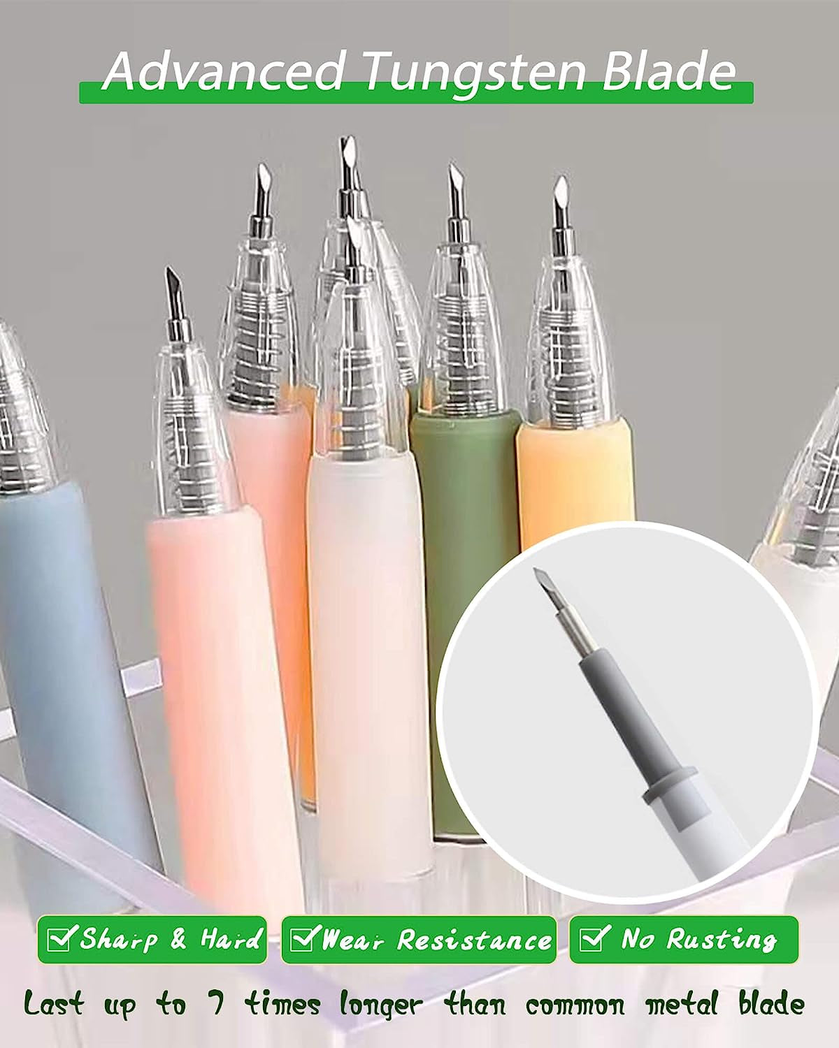 Knife Pen Craft Cutting Tools - Precision Paper Cutter Pen with Refillable Tungsten Steel Cutter Head Refill, 6 PACK