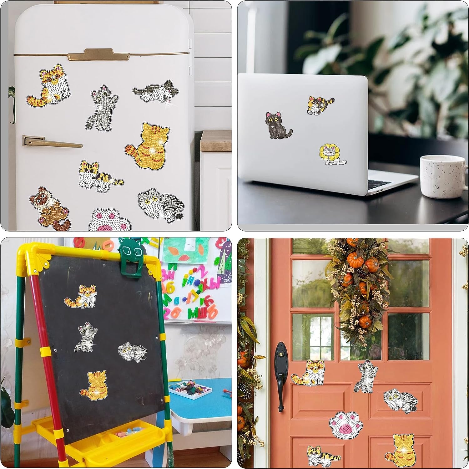 12 PCS Diamond Painting Refrigerator Magnets, Cat Diamond Painting Kits for Adults, Diamond Art Kits for Home Decor, Small Diamond Art Crafts