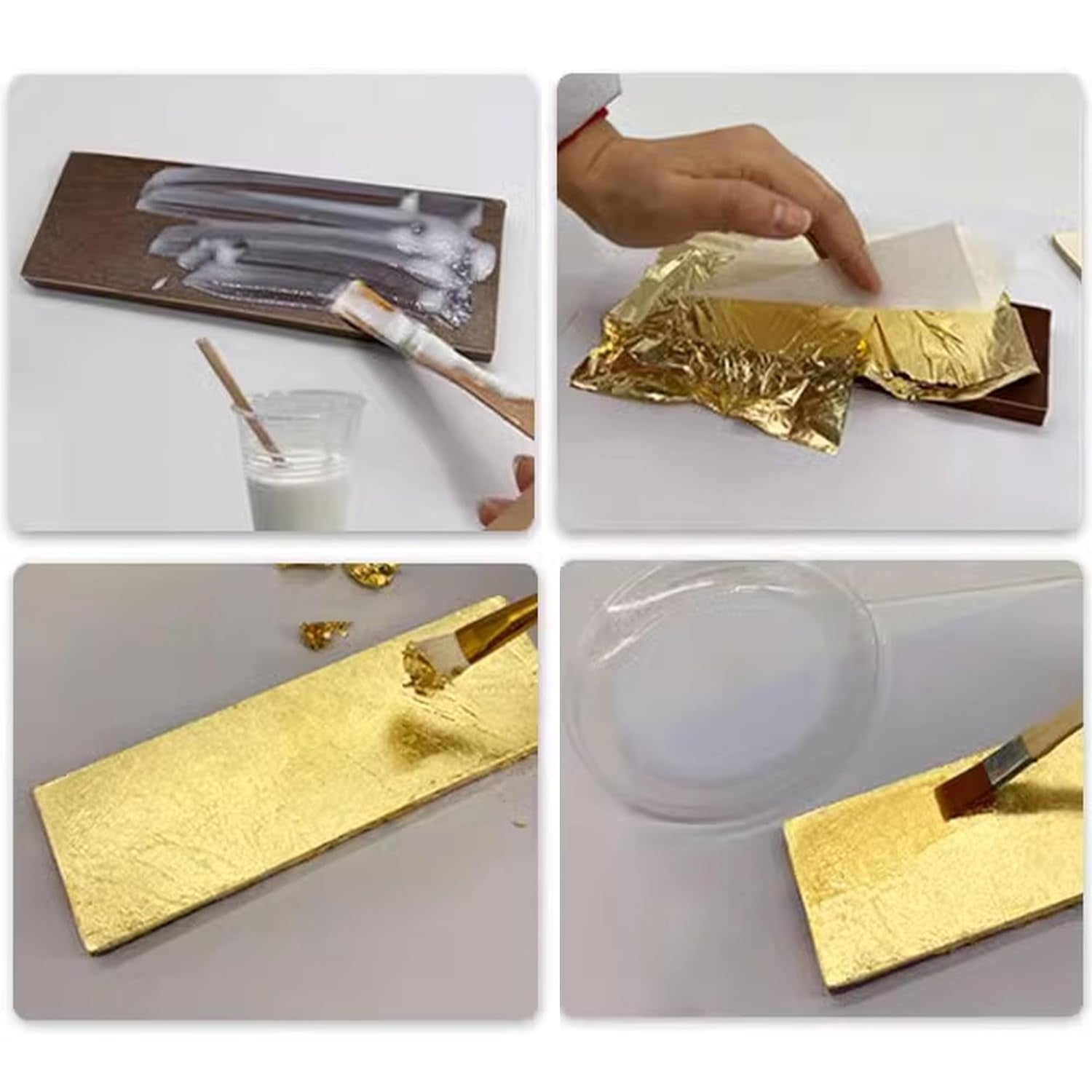 Gold Leaf Adhesive,Gilding Adhesive,Gold Leaf Glue for Craft, Arts, Wood Use (100Ml + Brush + Gloves)