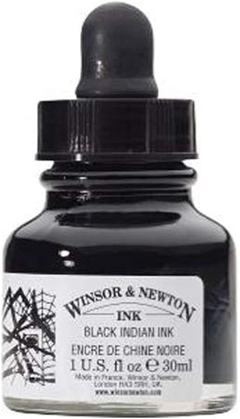 Drawing Ink, 30Ml Bottle, Black Dropper Cap