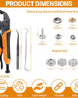 Snap Tool for Boat Cover - Heavy Duty Snap Fastener Snap Tool Snap Button Starter Kit with 15Mm Marine Grade Snap Button with Punch Hole Function for DIY Leather Canvas Tarps