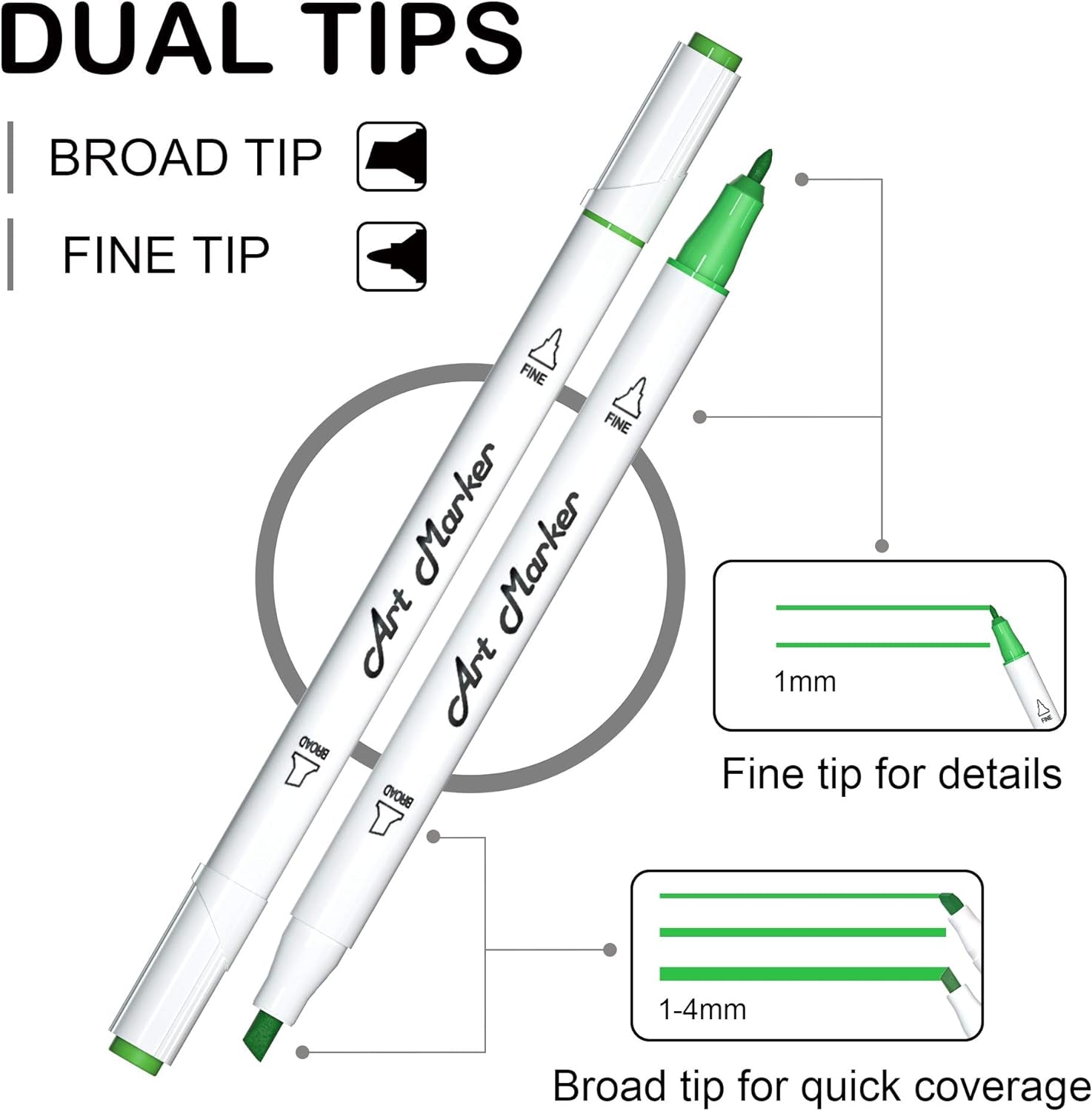 Dual Tip Alcohol Based Art Markers,  30 Colors Alcohol Marker Pens Perfect for Kids Adult Coloring Books Sketching and Card Making