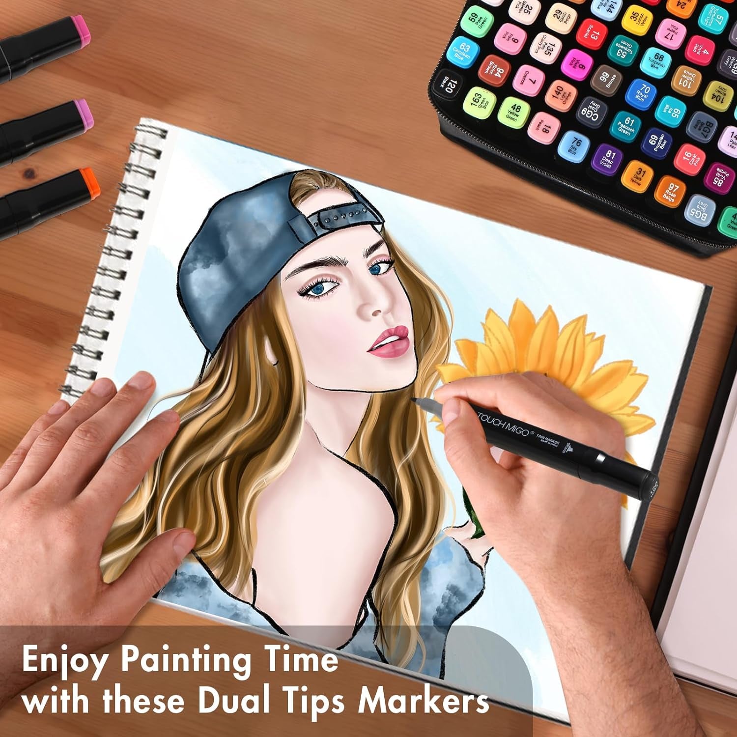 80 Colors Art Markers Pens, Dual Tips Alcohol Markers Set with Base, Permanent Sketch Markers Set for Kids Adults Painting, Coloring, Illustrations,Sketching.