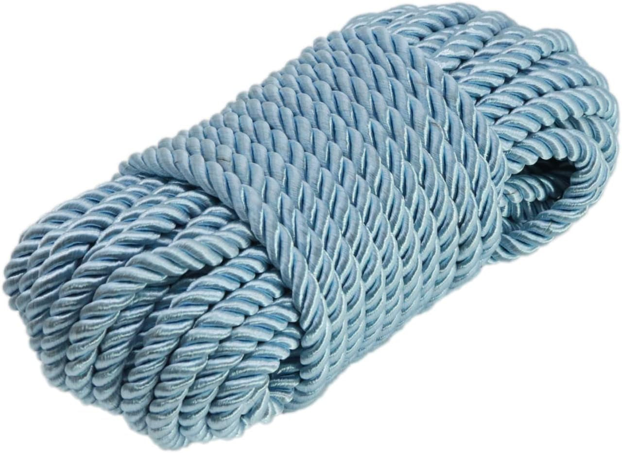 U Pick 10Yds 5Mm 3 Braided Cord Decorative Twisted Satin Polyester Twine Cord Rope String Thread Shiny Cord Choker Thread (02:Blue)