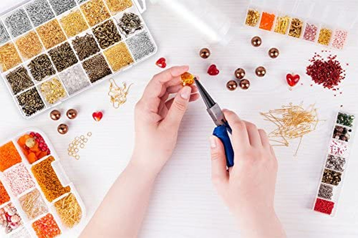 2880 Pcs Jewelry Making Findings Supplies Kit with Open Jump Rings, Lobster Clasps, Crimp Beads, Screw Eye Pins, Head Pins, Earing Hooks and Earing Backs