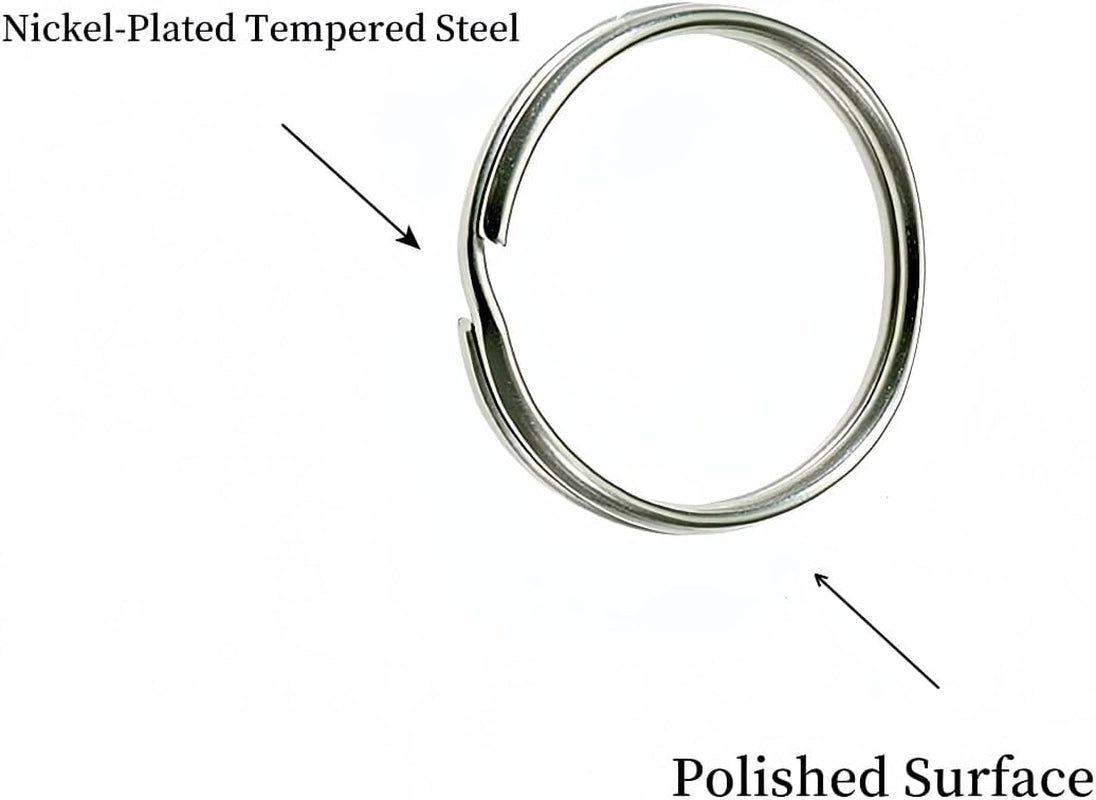2 Inch Flat Key Rings - Large Split Key Rings - Silver Steel round Edged Circular Keychain Ring Clips - Sturdy Key Chain Ring Connector (Pack of 10)
