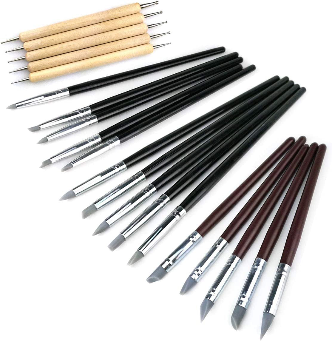 20Pcs Silicone Clay Sculpting Tool Clay Shaping Modeling Wipe Out Tools, Modeling Dotting Tool Pottery Clay Sculpture Carving Tools