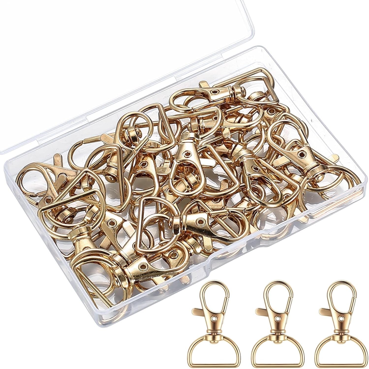 -50 Pcs Keychain Clips,Swivel Clasps Lanyard Snap Hooks,Keychain Hook, Key Chain Rings,Lobster Claw Clasps,D Ring Keychain Clasps,Key Chain Clip Hooks for Purse Hardware Sewing Craft Keychains