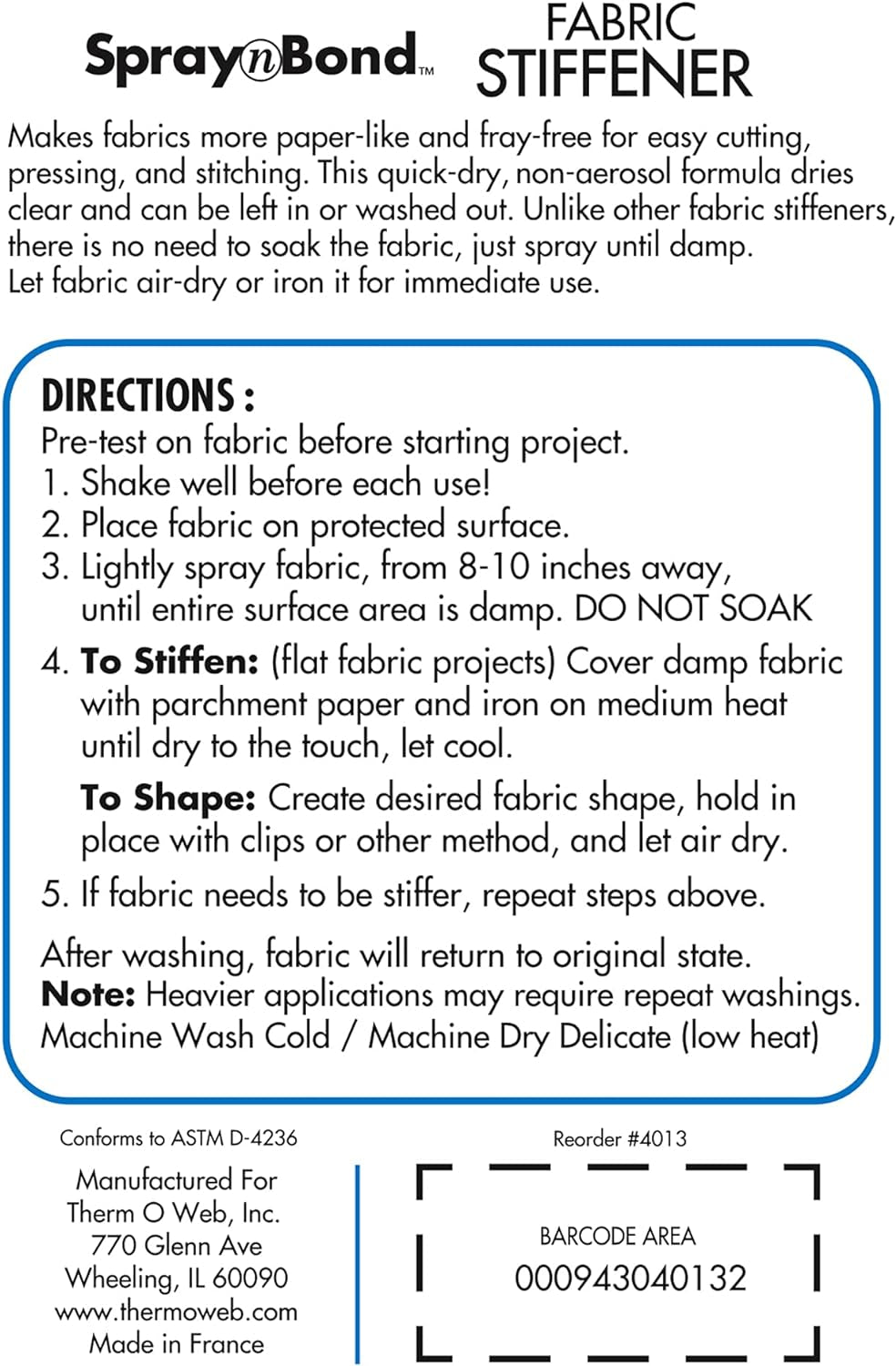 Spraynbond Fabric Stiffener, 6.8 OZ (200Ml)