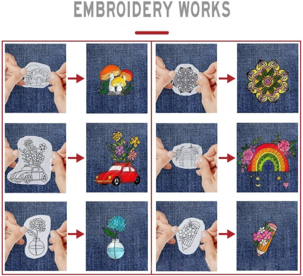 6 Sheets 8.5"X11" Sticky Water Soluble Embroidery Stabilizer, Dissolvable Printable Self Adhesive Wash Away Stabilizer for Print or Draw Patterns Hand Machine Embroidery