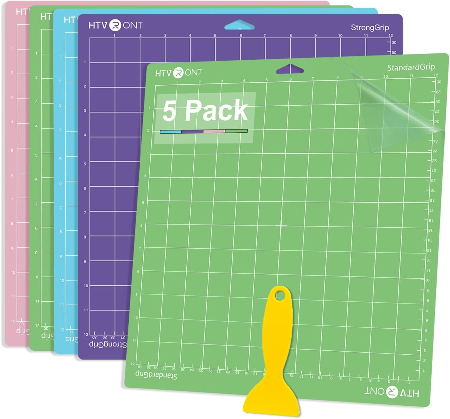 Cutting Mat for Cricut, 5 Pack Cutting Mat 12X12 for Cricut Maker/Maker 3/Explore 3/Air/Air 2/One(Standardgrip, Lightgrip, Stronggrip, Fabricgrip)Cutting Mat Replacement Accessories for Cricut