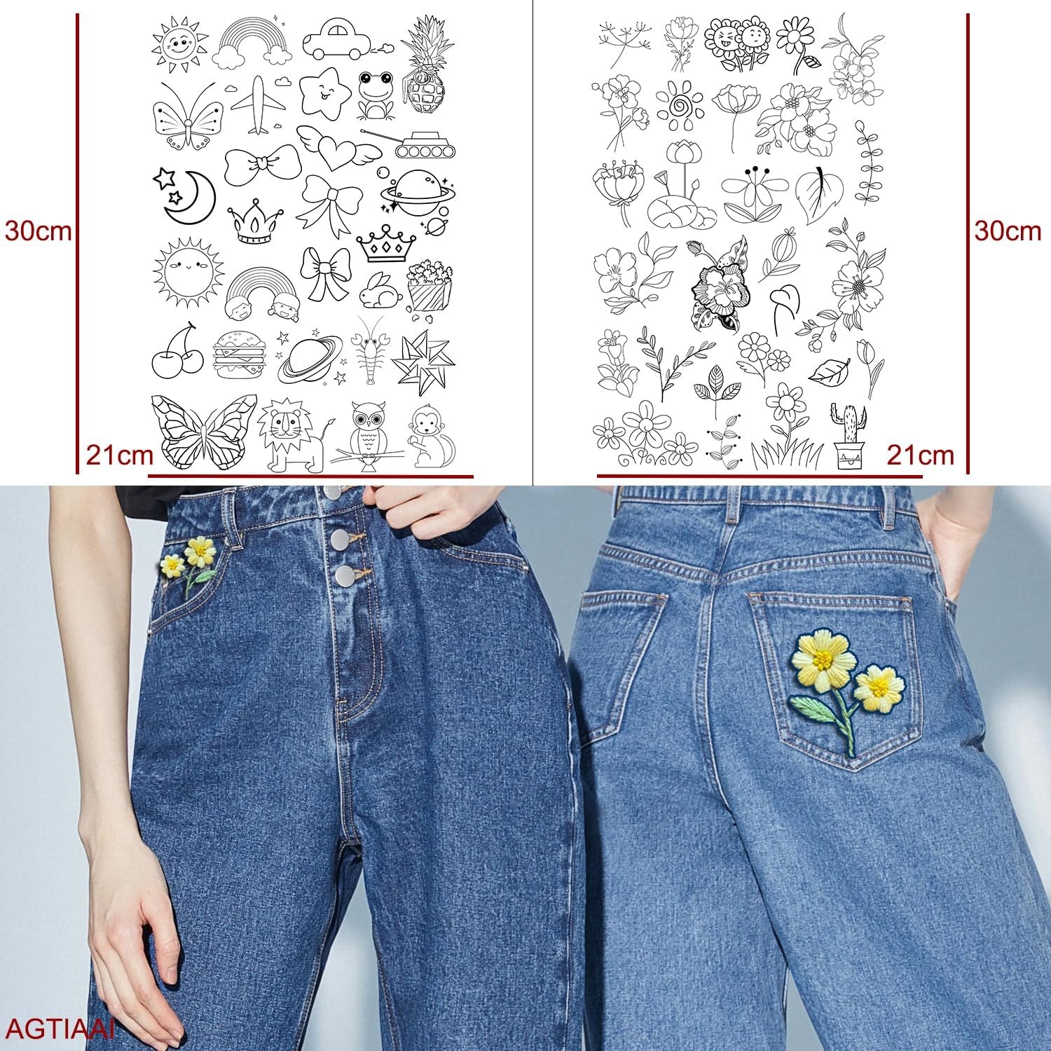 59Pcs Water Soluble Stabilizer for Embroidery,Stick and Stitch Embroidery Paper,Embroidery Patterns,Embroidery Transfer Paper,Embroidery Patterns Transfers Embroidery Designs for Embroidery Lover