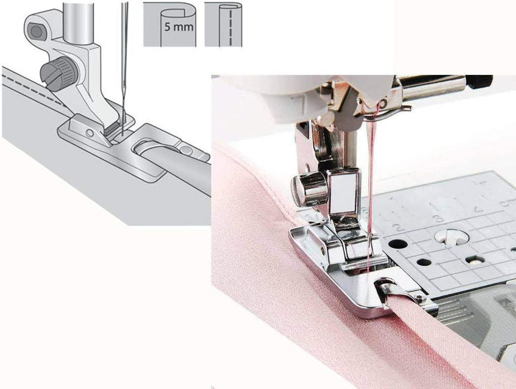 Hemming Foot Kit 6Pcs Hemmer Foot Sewing Machine Presser Foot Hemmer for Brother Singer Janome Low Shank Sewing Machine Use Rolled Hem Presser Foot