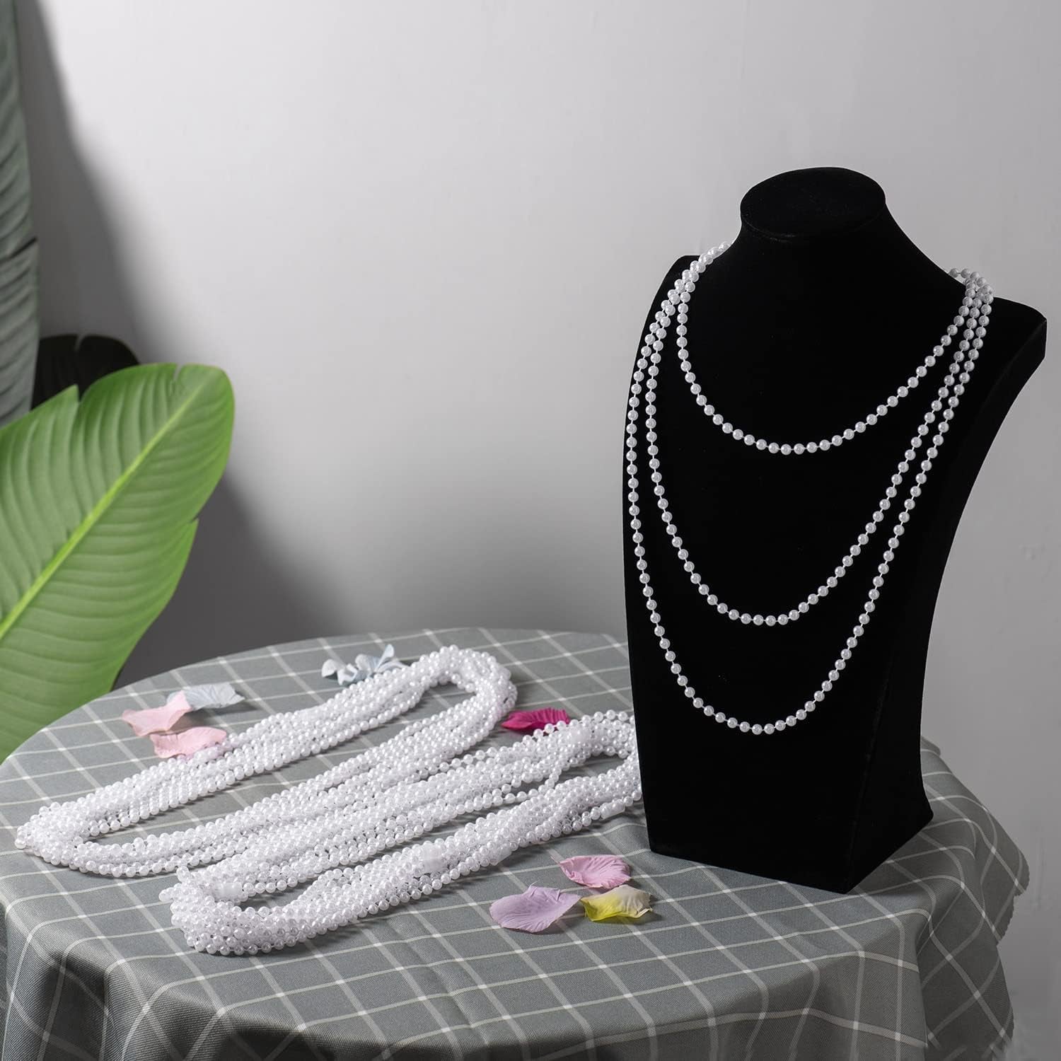 24 Faux Pearl Necklaces 6Mm White Beaded, 33 Inch Bulk Long Pearls Strand Costume Jewelry Flapper Bead Accessories Tea Party Favor Wedding Decoration