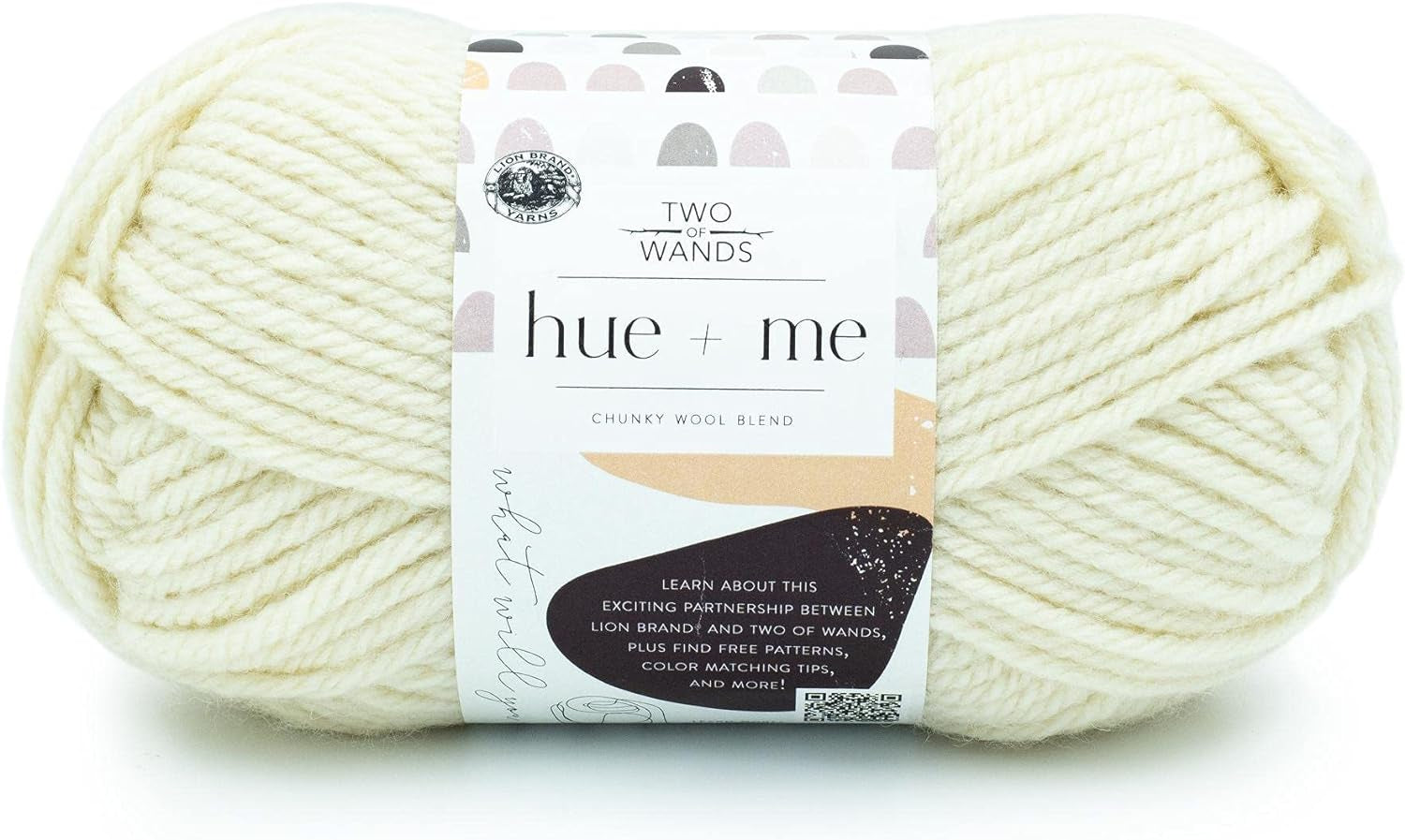 Lion Brand Hue + Me Yarn for Knitting, Crocheting, and Crafting, Bulky and Thick, Soft Acrylic and Wool Yarn, Salt, (1-Pack)