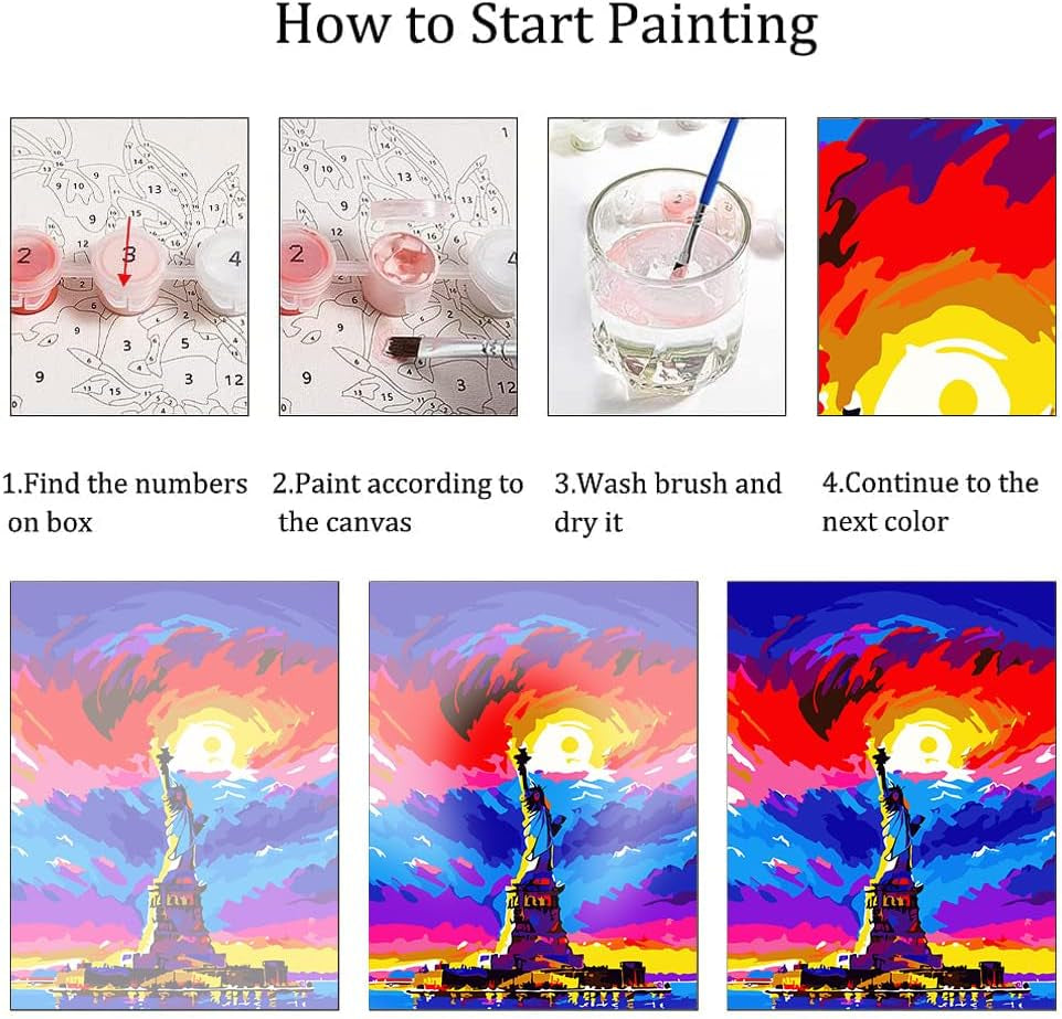 6 Packs Abstract Paint by Number for Adults Canvas, Easy Acrylic Landscape Paint by Numbers Kit for Adults Beginner, World Famous Scenic Spots Oil Painting Kits, Gifts Wall Decor 7.8X11.8Inch