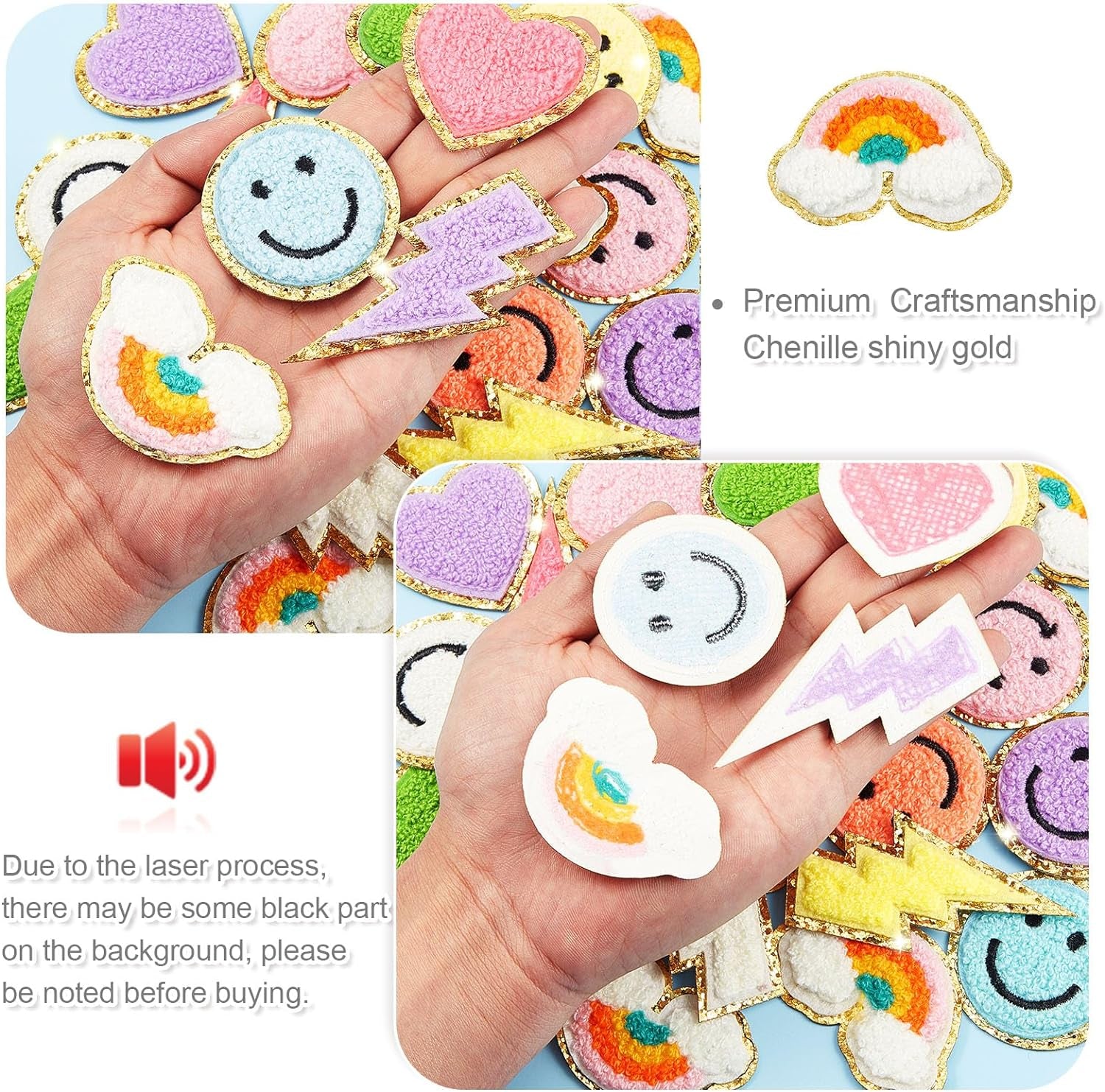 28 Pcs Iron on Patches Colorful Sew Iron on Patch Chenille Embroidered Patches Applique Patches for Clothing Fabric Jackets Jeans Repair Decor Craft(Cute Style)